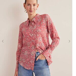 Boden Silk Shirt Faded Rose Floral Tapestry 4R NWT